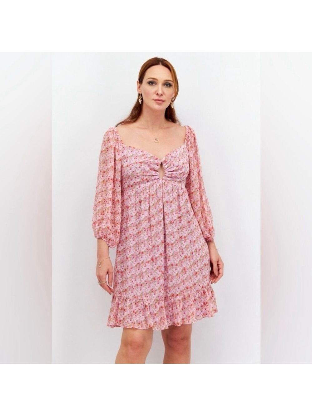 Taylor Paris Floral Chiffon Sheath Dress Smocked Back Size 10